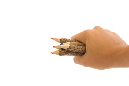 Pure bark pencils in a woman handの写真素材