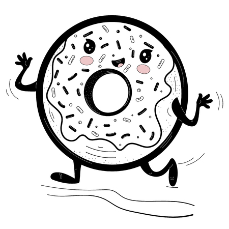 Funny donuts cartoon character with sprinkles.の写真素材