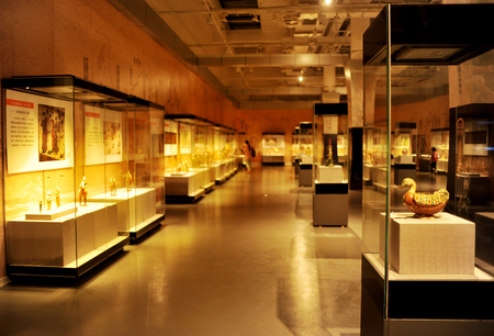 Ancient antique exhibition in Zhoukoudian Beijing Man Site museumのeditorial素材