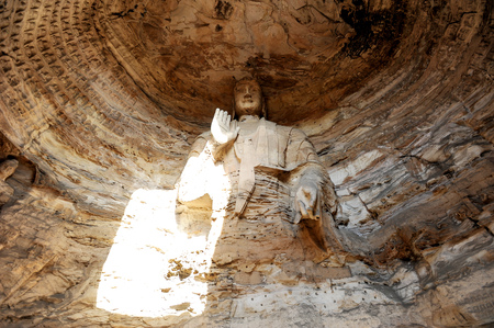 Buddha statue of Yungang Grottoes in Datong, Shanxiのeditorial素材