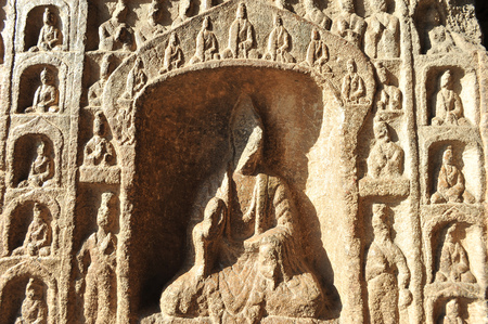 Buddha statue of Yungang Grottoes in Datong, Shanxiのeditorial素材