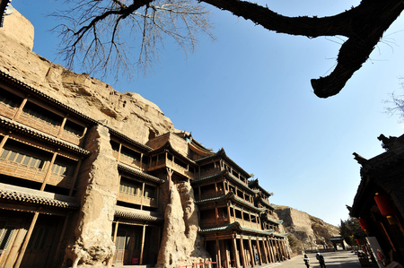 Buddha statue of Yungang Grottoes in Datong, Shanxiのeditorial素材