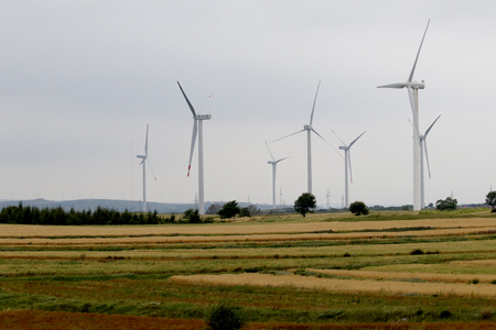 Zhangjiakou, Hebei: wind wheel on grasslandのeditorial素材