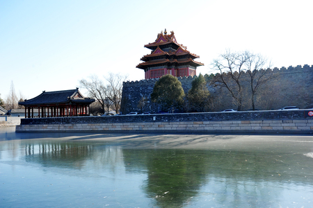 Beijing Forbidden City turret winter sceneryのeditorial素材