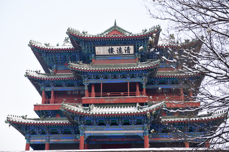 Xuanhua Ancient City After Snow Sceneのeditorial素材
