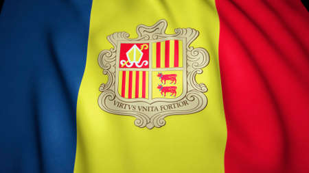 Waving realistic Andorra flag background, 3d illustrationの写真素材