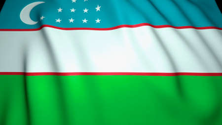 Waving realistic Uzbekistan flag background, 3d illustrationの写真素材