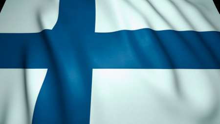 Waving realistic Finland flag background, 3d illustrationの写真素材
