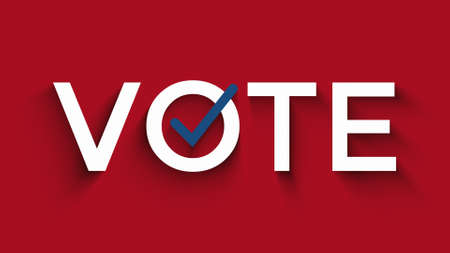 vote text animation with checkbox, US election concept, red, white, blue colorsの写真素材