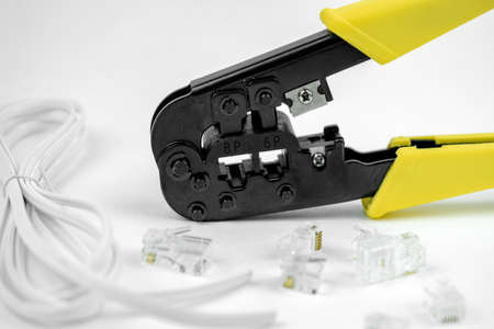 internet or telephone line cables and crimper, Twisting Cable Tool Twisted Pair network UTP Cat 5,...