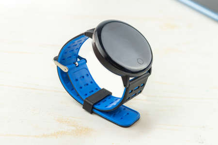 new smart fitness bracelet with blank black screenの写真素材