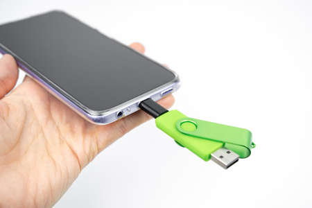 USB 2.0 Micro USB Flash Drive. OTG Memory Stick for Phone. Dual flash cardの写真素材