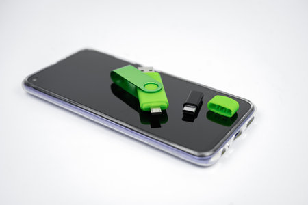 USB 2.0 Micro USB Flash Drive. OTG Memory Stick for Phone. Dual flash cardの写真素材