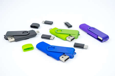 USB 2.0 Micro USB Flash Drive. OTG Memory Stick for Phone. Dual flash cardの写真素材