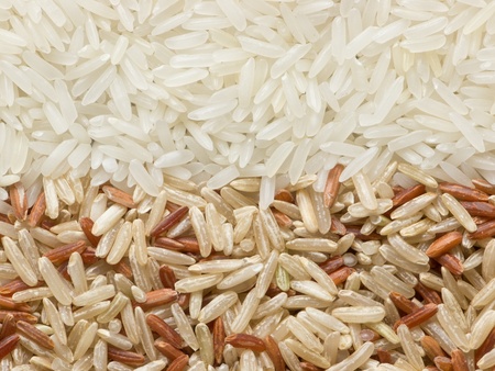 polished and unpolished riceの写真素材