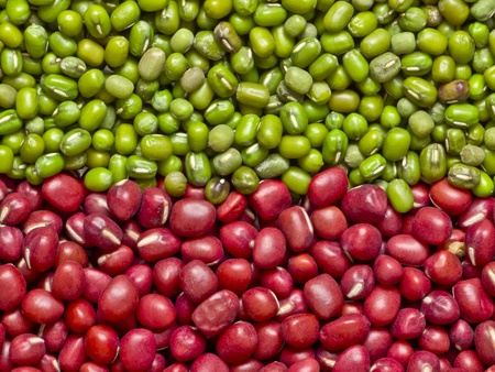 red and green mung beans
