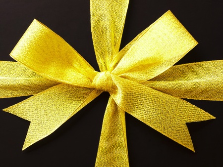 Close up of gift box gold ribbonの写真素材