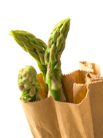 asparagus in brown paper bagの写真素材