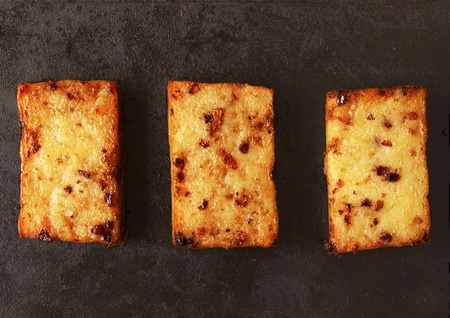 close up of asian fried carrot cakeの写真素材