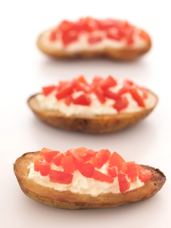 close up of potato skinsの写真素材