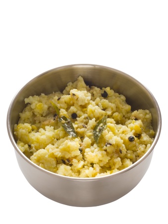 close up of a bowl of indian pongalの写真素材