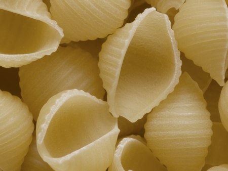 close up of conchiglie pasta food backgroundの写真素材