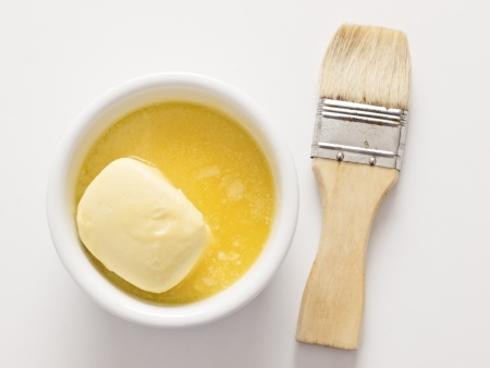 close up of a bowl of melted butterの写真素材