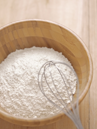 close up of a bowl of white flourの写真素材