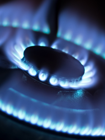 close up of a domestic gas stove