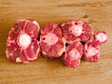 close up of raw uncooked beef oxtailの写真素材