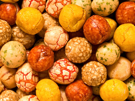 close up of fancy japanese peanuts food backgroundの写真素材