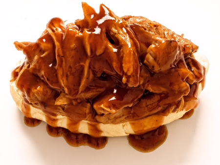 close up of an american barbecue pulled pork sandwichの写真素材