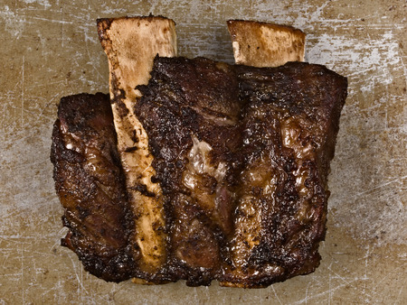 close up of rustic barbecued beef short ribsの写真素材