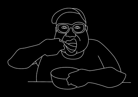 fatboy pig out line art vector illustrationのイラスト素材