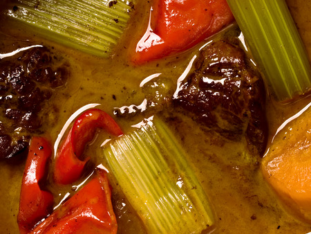 close up of hungarian beef goulash stew food backgroundの写真素材