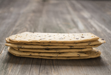 close up of rustic crispy italian flatbread