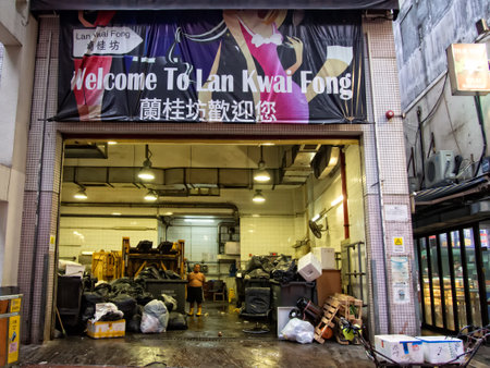 Lan Kwai Fong HONG KONG - November 8 2014 - Humorous side of Lan Kwai Fong. Upmarket expatriate...