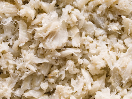 close up of chunky cooked crab meat food backgroundの写真素材