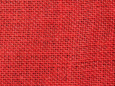 close up of red burlap fabric texture backgroundの写真素材