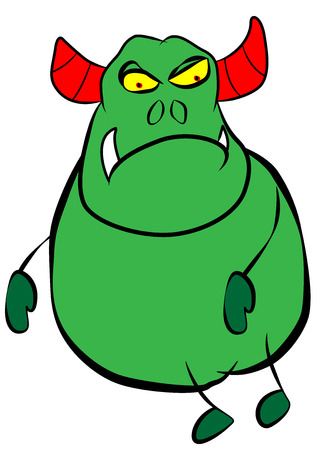 green horned  monster vector illustrationのイラスト素材