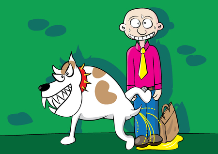 funny aggressive dog urinating marking territory problem vector illustrationのイラスト素材