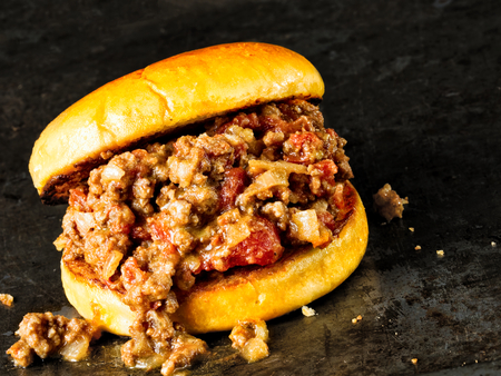 close up of rustic american sloppy joe burgerの写真素材