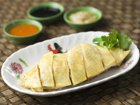 close up of rustic hainan chickenの写真素材