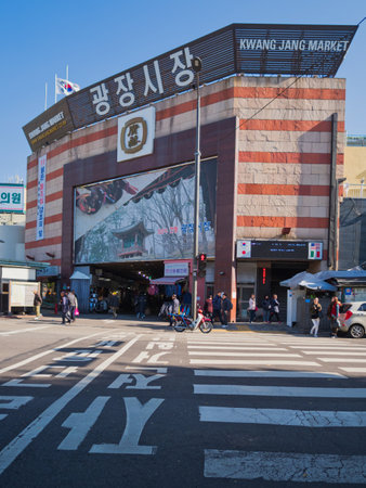 seoul, south korea - 11th november 2017: popular gwangjang traditional market in seoulのeditorial素材
