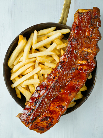 close up of rustic barbecue pork ribの写真素材