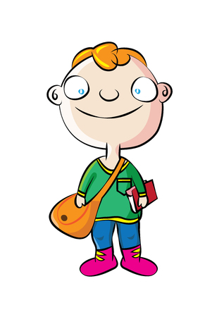 Cute white school boy vector illustrationのイラスト素材