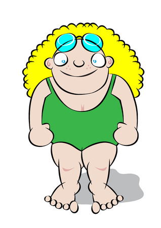 cute white girl in swimming class vector illustrationのイラスト素材