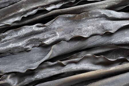 close up of japanese dried kelp kombu food backgroundの写真素材