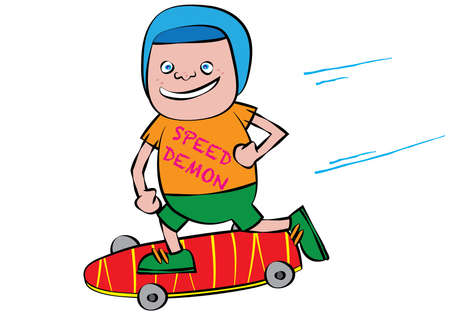 cute white boy skateboarding vector illustrationのイラスト素材