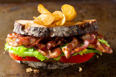 close up of artisan american blt sandwich